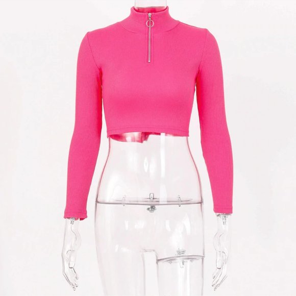 LAST Small Hot Pink Knit Lightweight Cropped Jacket Sweater - Picture 6 of 9